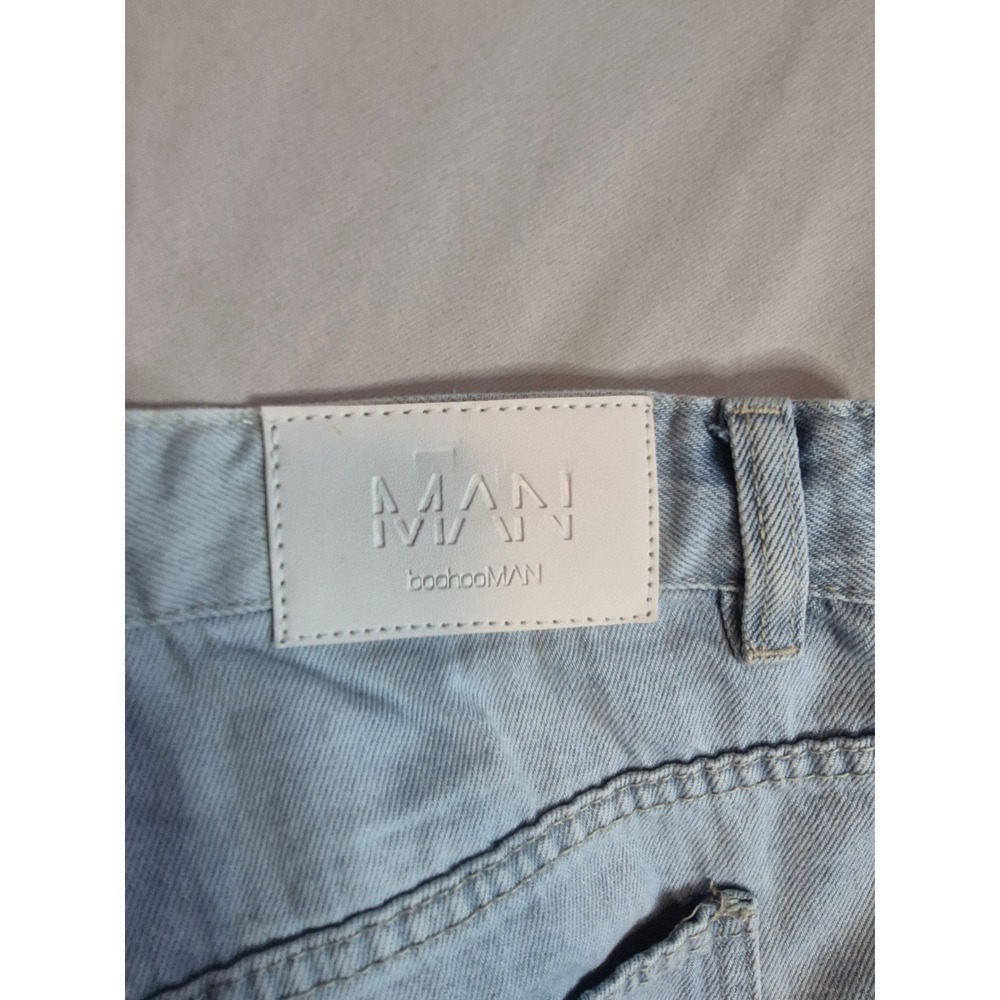 BoohooMAN Slim Rigid Flare Zip Detail Jeans Light Blue Wash Denim Mens‎ - Picture 4 of 5